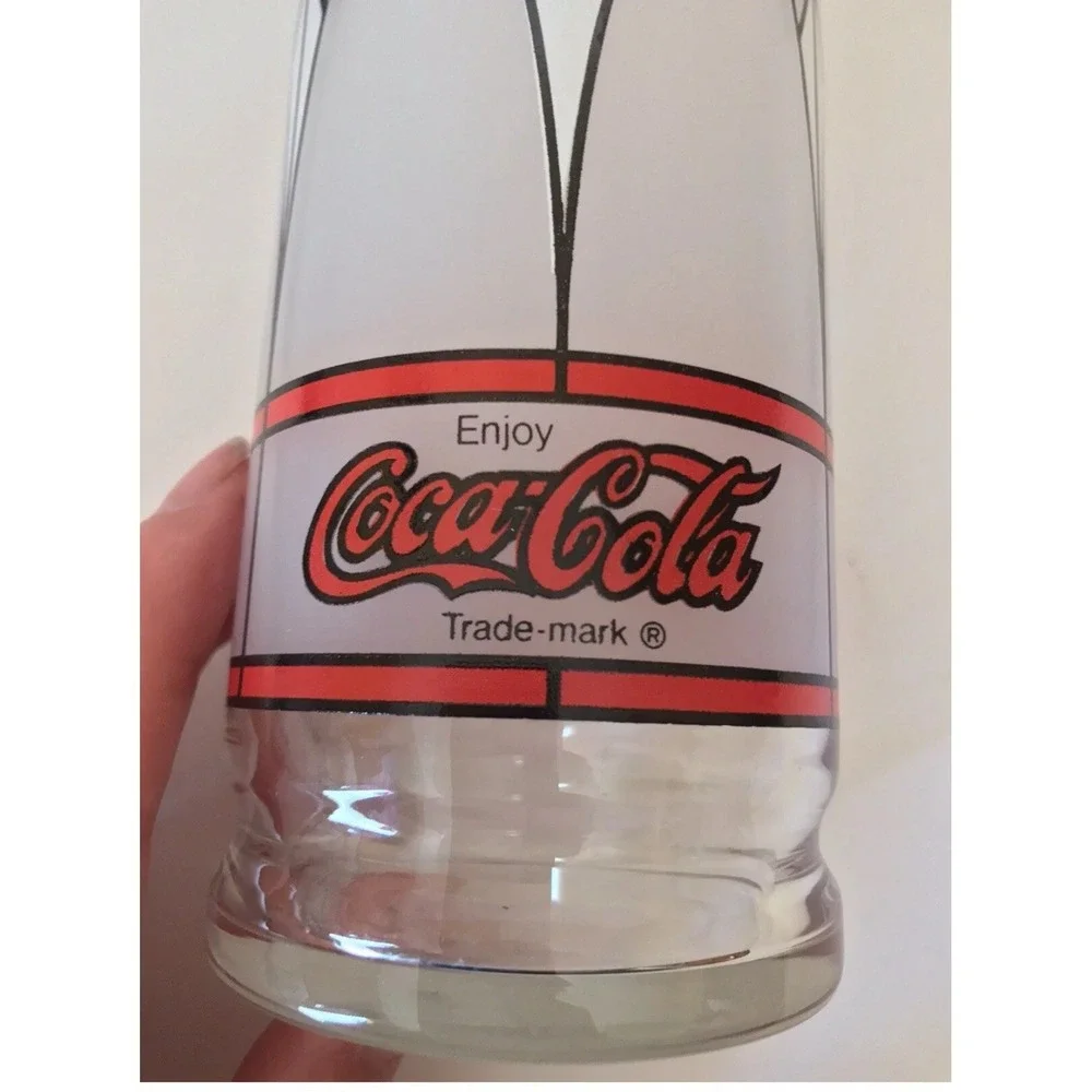 Coca-Cola Tumblers Stained /Frosted Drinking Glasses Set Of 4